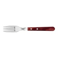 Jogo 6 Garfos Polywood Jumbo Aço Inox Tramontina Com Cabo De Madeira Vermelho